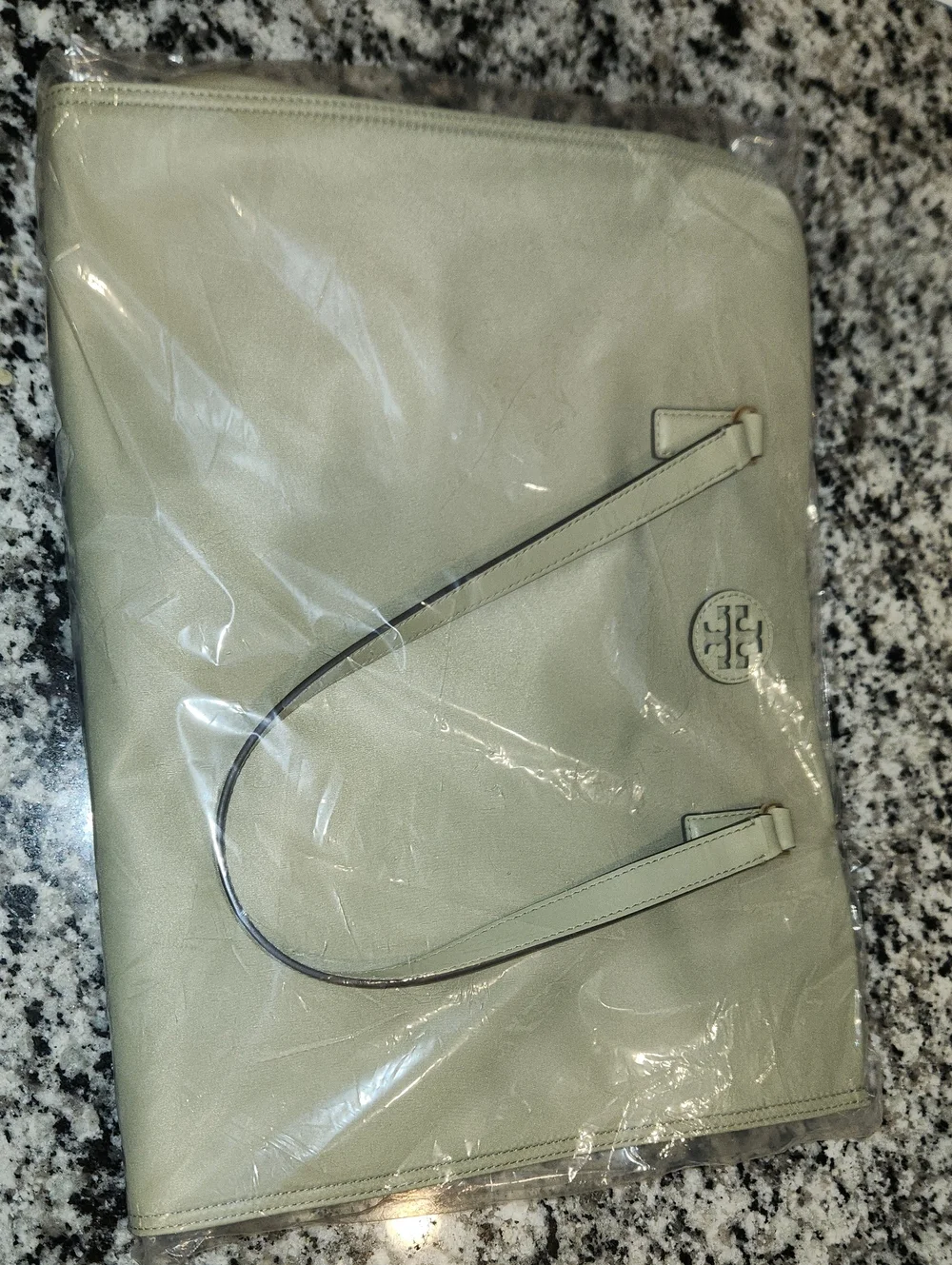 Tory Burch Sage Green Leather Shoulder Tote